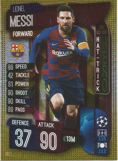 Trading Cards LIONEL MESSI CHAMPIONS LEAGUE 2019 20 GOLD FOIL 
